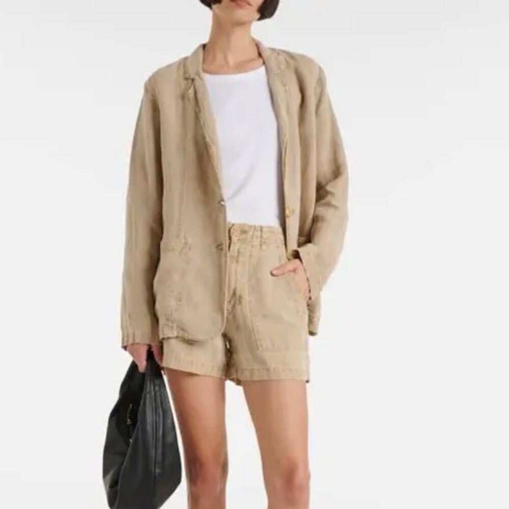 Anthropologie Velvet by Graham and Spencer Fallon Beige Linen Shorts sz 2 NWT - Picture 2 of 7